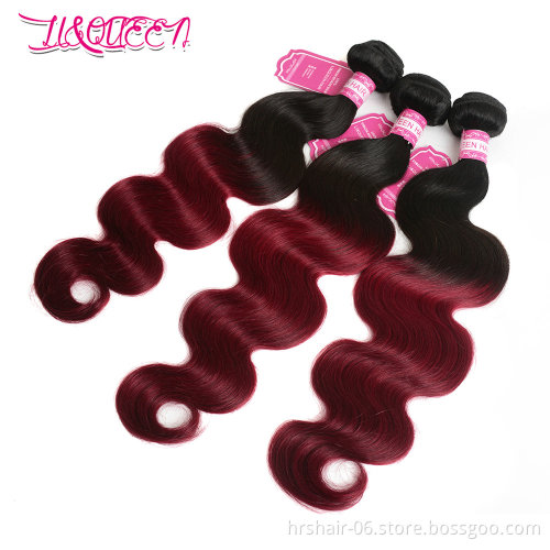 Brazilian ombre Hair Bundles Cheap 2 tone 1b/Burg color 100% human hair weft